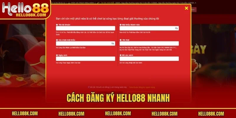 Cách đăng ký HELLO88 nhanh